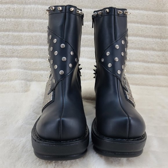 Demonia Black Platform Boots with Silver Studs - Picture 6 of 7